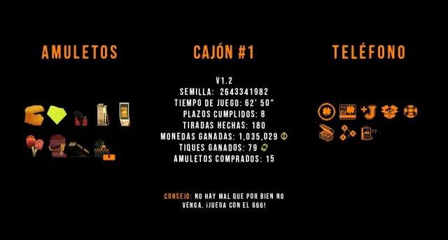 Estadísticas de una partida de CloverPit