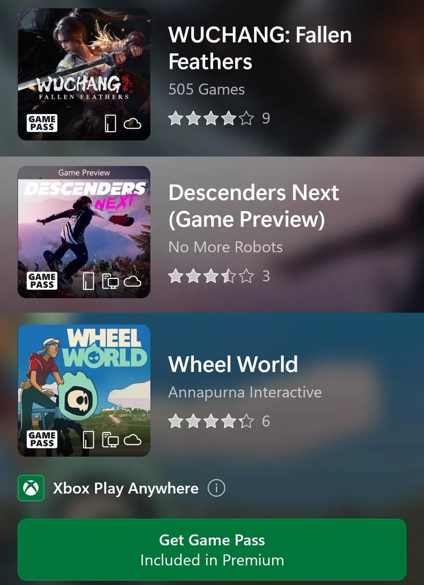 WUCHANG, Descenders Next y Wheel World ya disponibles en Game Pass Premium