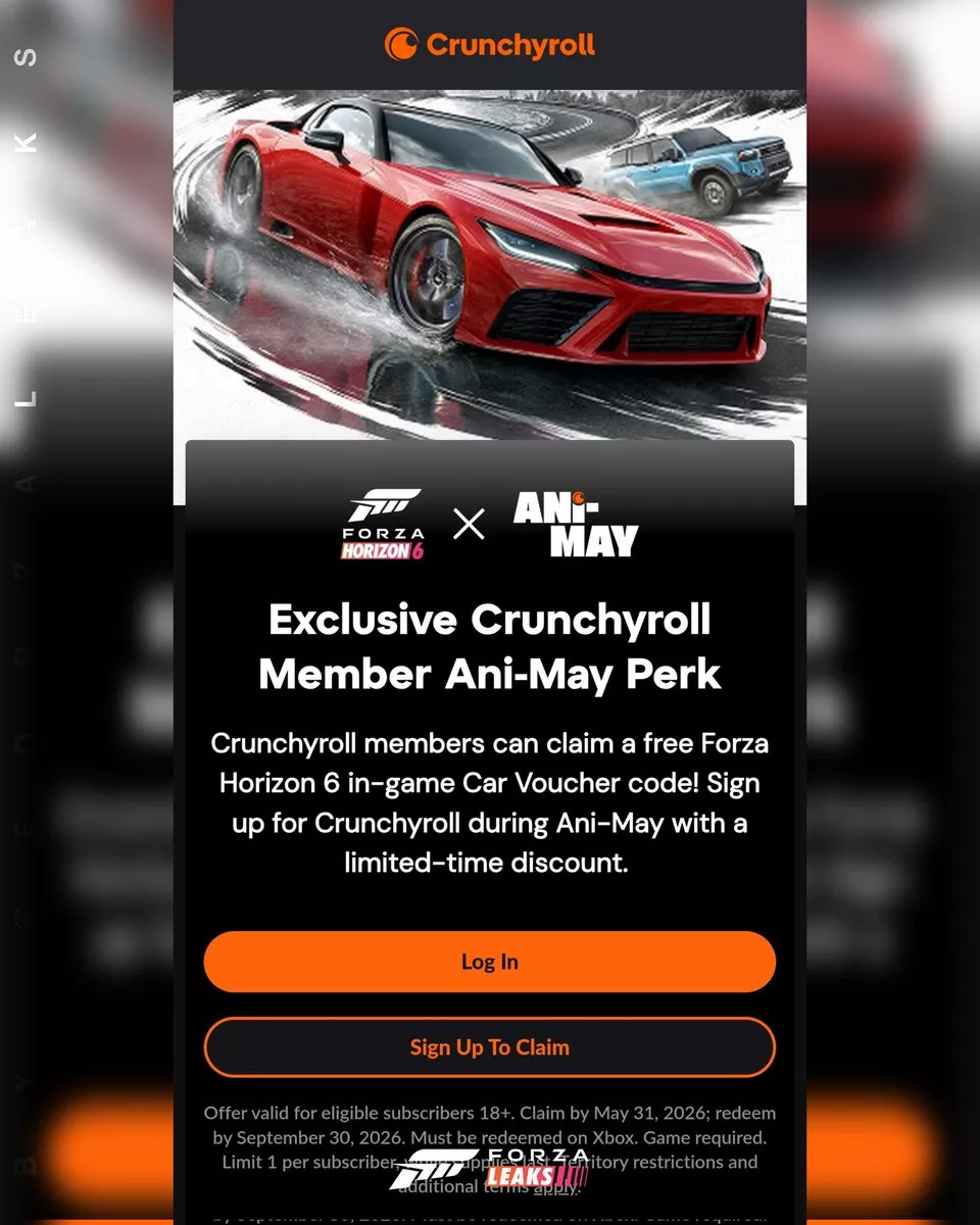 Forza Horizon 6 y Crunchyroll se unen: coche gratis en FH6 por el Ani-May