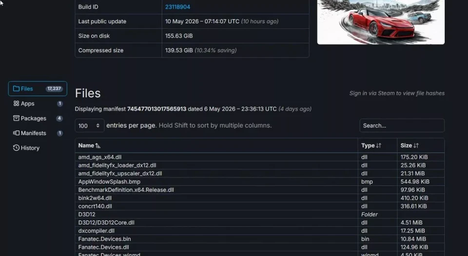 Forza Horizon 6: filtran 155 GB del juego en SteamDB tras un fallo de cifrado