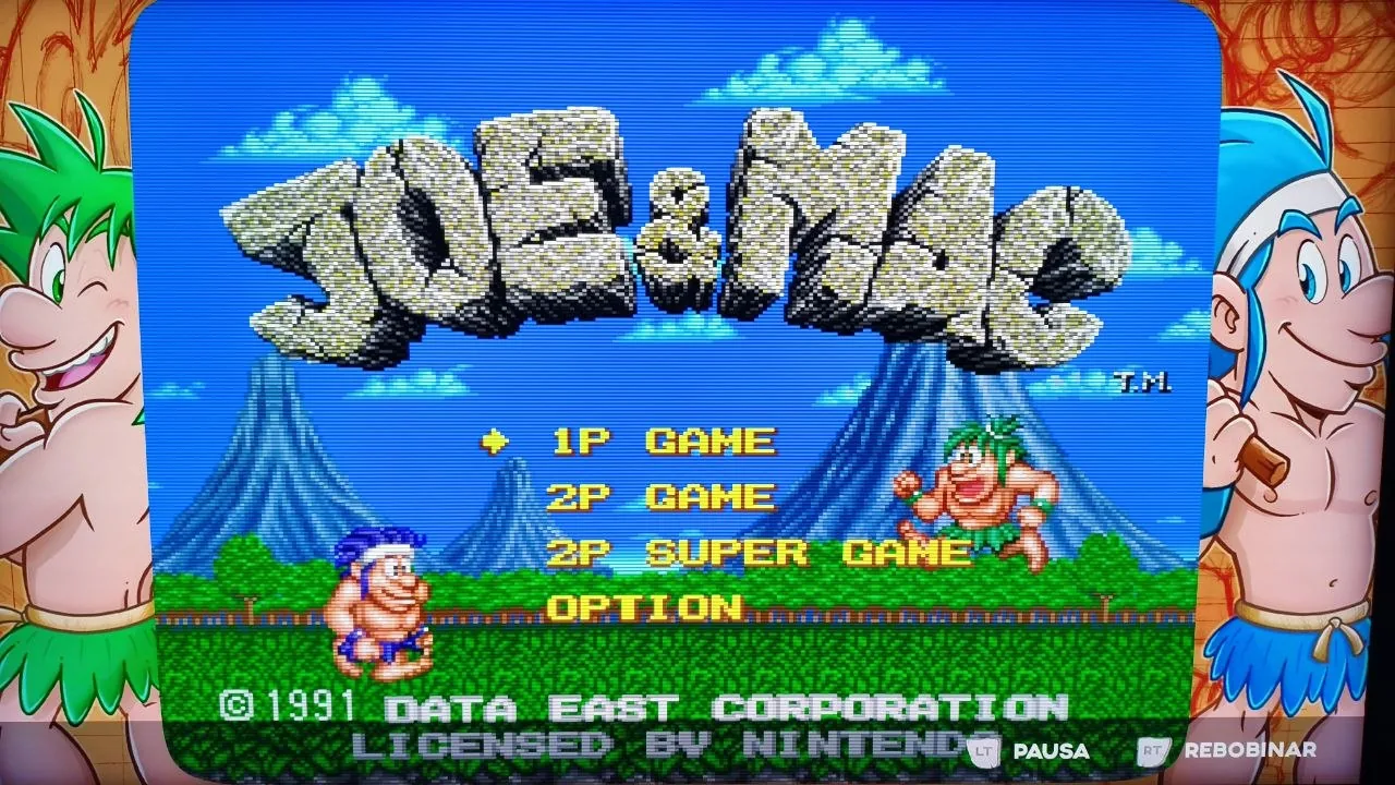 Pantalla de título de Joe & Mac: Caveman Ninja