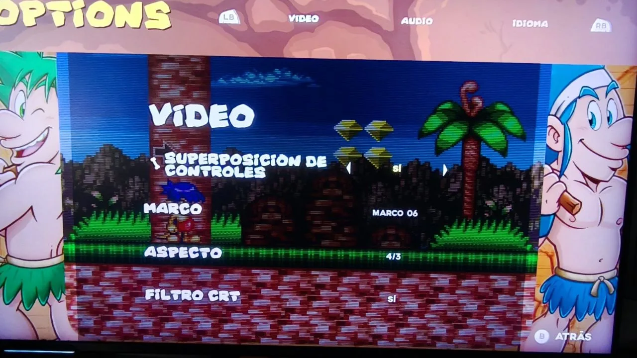 Opciones de vídeo con filtro CRT