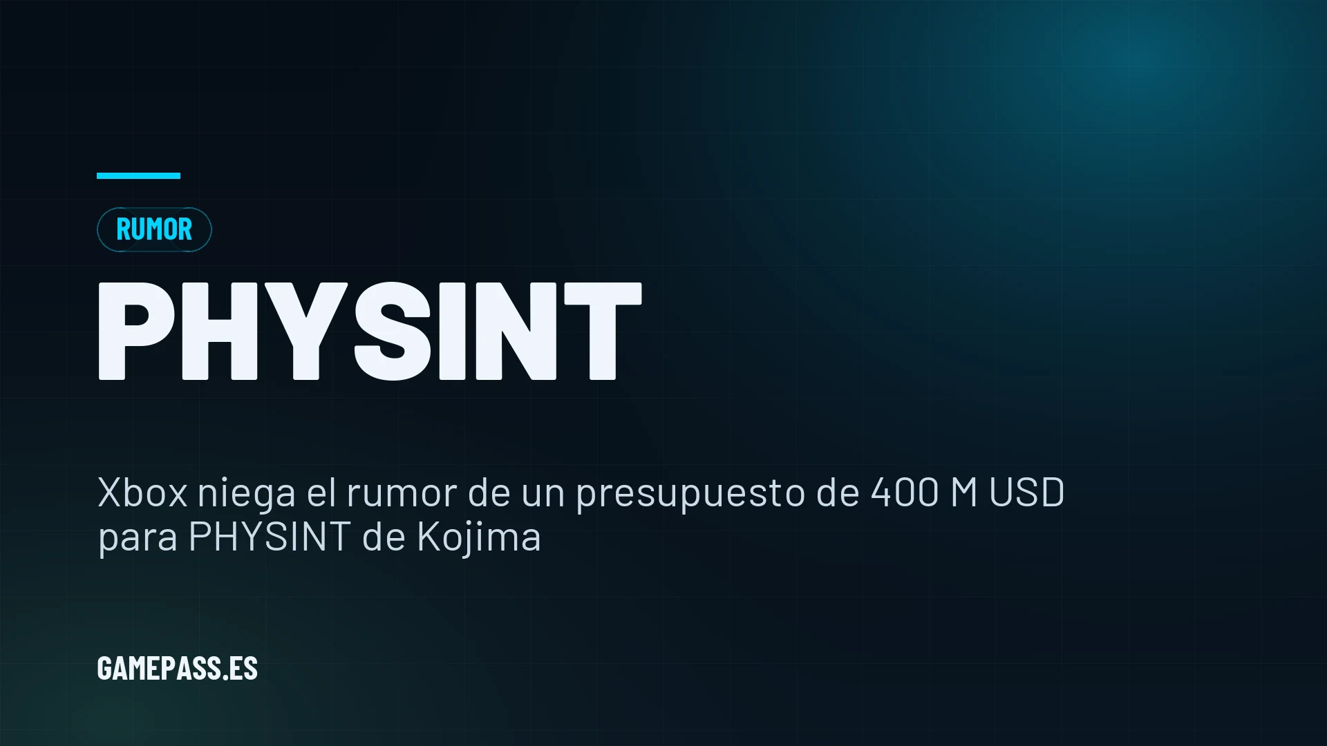 Xbox niega el rumor de un presupuesto de 400 M USD para PHYSINT de Kojima